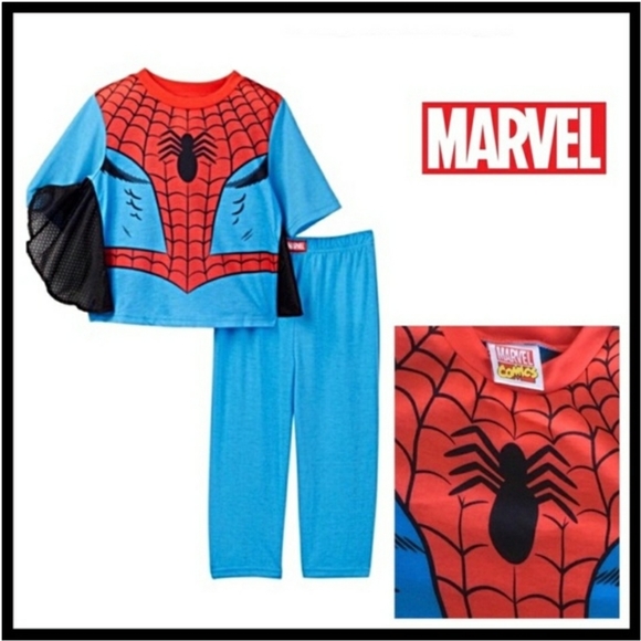 Marvel | Pajamas | Nwt Spiderman Pjs Boys Superhero Costume Sleep Set ...